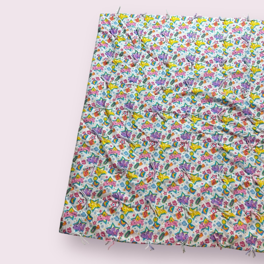 Vintage Hand Made Care Bears All Over Print Blanket - Picture 2 of 9